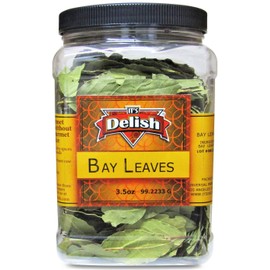 Gourmet Dried Whole Bay Leaves by Its Delish – 3.5 OZ Jumbo Reusable Container – Natural Bay Leaf Dried Herb Spices – Great for Cooking & Baking