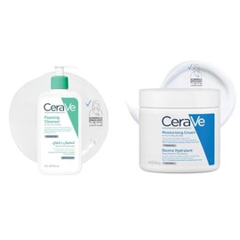 CeraVe Crema Hidratante |454gr| Hidrante diario para rostro y cuerpo para piel seca + Gel Limpiador Espumoso Diario para Piel Mixta, Grasa o con Acné 236ml