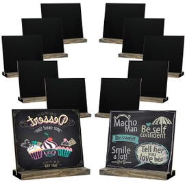 Mini Tabletop Chalkboard Sign with Base Stand, 5 X 6 Inch Vintage Wooden , Set of 12 Pack, Ideal for Table Numbers, Food Signs, Message Boards, Party Decorations, Event Supplies