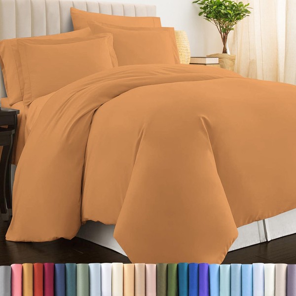 Pizuna Pure 100% Cotton Queen Duvet Cover Set, Luxurious 400