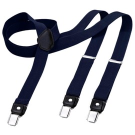 DonDon Men's Fashion Braces Suspenders 2,5 cm 1,0" Wide with 3 Clips in Y-Form Elasticated and Adjustable Length in - Blue