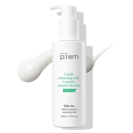 MAKE P:REM Safe Me. Relief Moisture Cleansing Milk, Hydrating Gentle Milk Cleanser for Sensitive Skin with Soy Protein, Korean Face Wash, 6.76 fl.oz. (200ml)