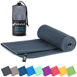 Fit-Flip Microfibre Towel, Compact, Ideal as a Sports Towel, Travel Towel, Beach Towel, Quick-Drying and Lightweight, Large Bath Towel, (1 x 30 x 50 cm, Dark Grey)