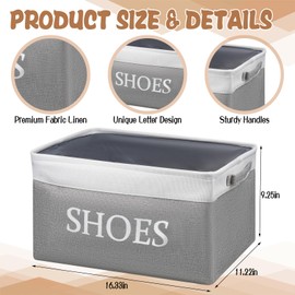 CIEOVO 2 Pack Storage Basket for Shoe Organizer Flodable Space-Saving Storage Bin Decorative Basket Shoe Storage Bin Organizer for Hallway Entryway Home Decor Living Room