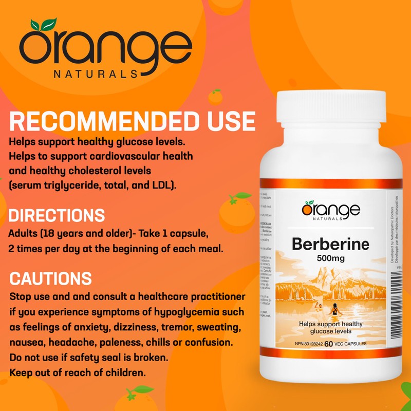 Orange Naturals Berberine 500mg - 60 Vegetarian Capsules - Berberine