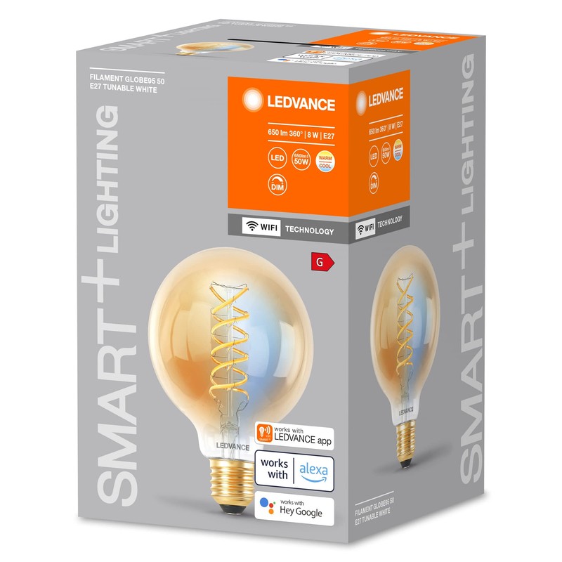 LEDVANCE SMART+ WiFi LED Lamp, Gold Tint, 8 W, 650