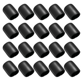 20pcs Rubber End Caps 12mm Inner Diameter Screw Protectors Vinyl Round End Cap Covers Screw Protectors for Furniture Pipe Terminal Protection Caps - Black
