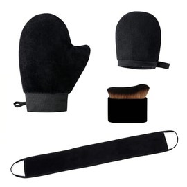 4 Pcs Tanning Mitt and Brush,Self Tanning Mitt Glove with Back Applicator,Mini Fake Tan Mitts & Brush Set,Reusable Lotion Applicator Gloves,Dark Application Mitts for Body,Sunscreen Moisturiser Tool