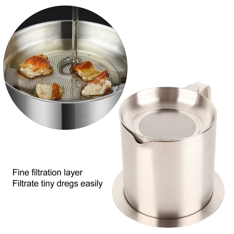 Grease Container 304 Stainless Steel Dustproof Large Capacity Fine Strainer