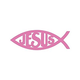 Jesus Christian Fish Sticker Vinyl Decal Notebook Car Window Laptop 5" x 1.5" (Soft Pink)