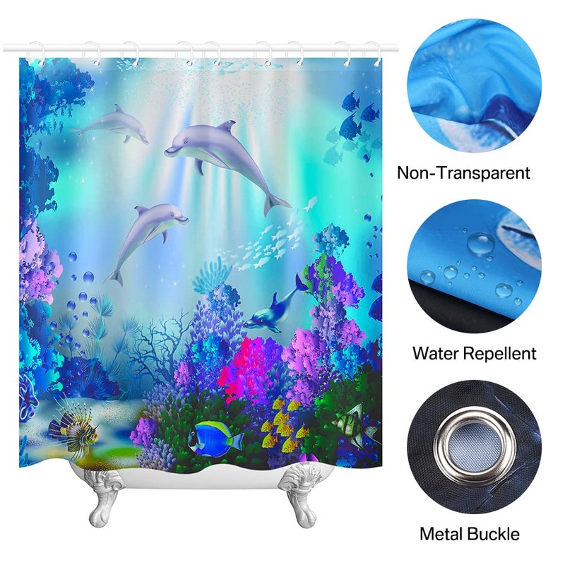 HEYOMART Shower Curtain Heavy Duty Polyester Fabric Waterproof Shower Curtain
