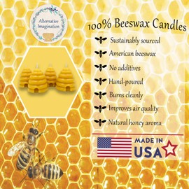 Hand Poured, 100% Pure Beeswax, Natural Beehive Candle Votives. Package of 12.