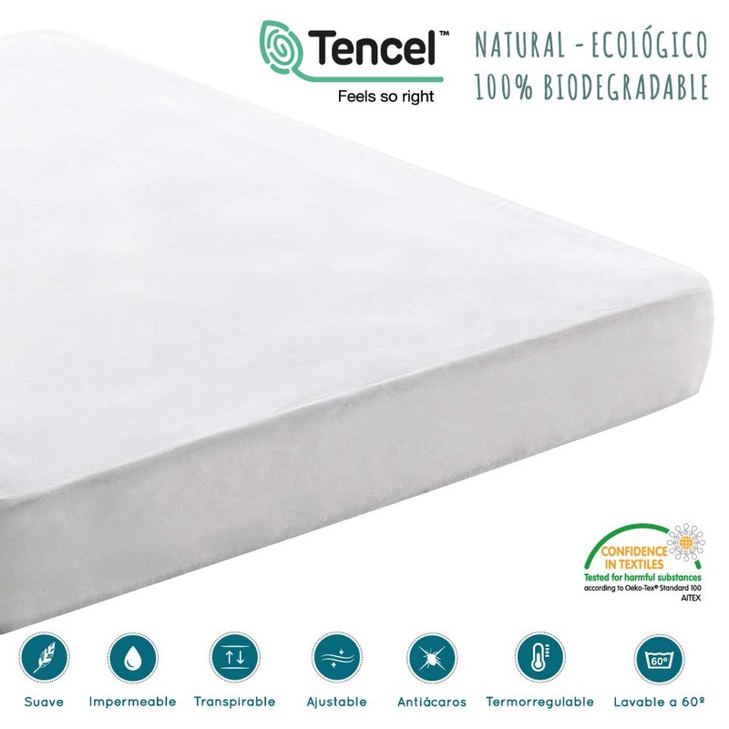 Don Descanso Tencel Mattress Protector, Waterproof, 160 x 190/200 cm,