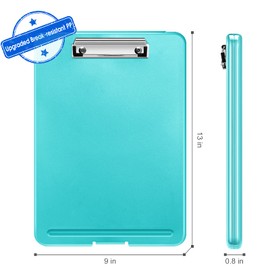 SITHON Nursing Clipboard with Storage, Heavy Duty Portable Writing Clipboard with Compartment Organizer for Nurse Doctor Medical Professionals Teachers Students Sales Coach School Office (Turquoise)