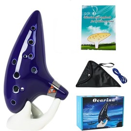Ocarina Zelda, MCSWSEE Ocarina de Cerámica, Flauta de 12 Agujeros C Alto, con Libro de Canciones, forma de mano, bolsa protectora negra y Funda