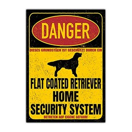 Flat Coated Retriever Sign Danger Security System Door Sign Dog Sign