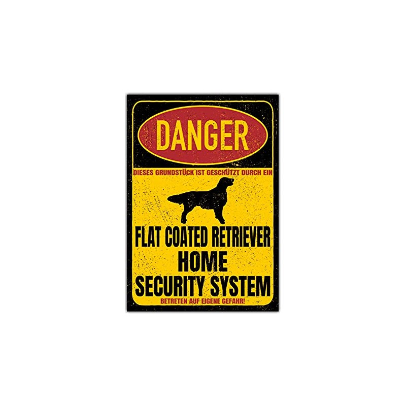 Flat Coated Retriever Sign Danger Security System Door Sign Dog