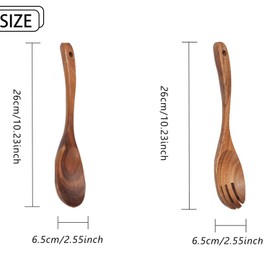 Fleymu Salad Servers Wood, 2 Pieces Salad Servers Olive Wood, Salad Spoon Fork Wood, Kitchen Utensil Set Wood, Wooden Olive Wood Kitchen Utensils for Salad, Pasta, Fruit
