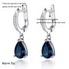 Salanda Blue CZ Drop Earrings, 18K White Gold Plated Dangle