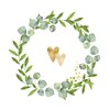 20 Small Cocktail Napkins Golden Hearts in Wreath | Wedding