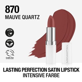 Manhattan Lasting Perfection Satin Lipstick 870 Mauve Quartz, Lipstick for Intense, Long-Lasting Colour and Moisturising Care