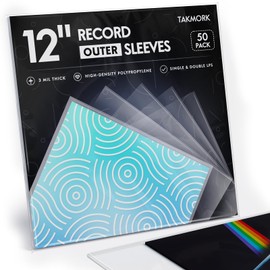 12" Record Sleeves Vinyl Outer Sleeves - Vinyl Sleeves for Record | Crystal Clear Vinyl Record Sleeves Outer | 3 Mil Thick LP Album Covers 50 Pcs