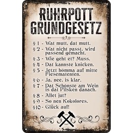 LUCKYLINDE Retro Tin Sign Funny Saying Ruhrpott Basic Law 20 x 30 cm