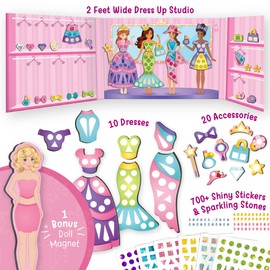 Imagimake DIY Magnetic Dress-Up Princess |Pretend Play Magnetic Toys for Kids | 30 Magnetic Dresses & Accessories | Interchange & Create Unlimited Outfits | Birthday Gift for 3,4,5,6,7,8 Year Old Girl