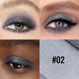Erinde Grey Glitter Eyeshadow Pen, Waterproof & Long-Lasting Grey Eyeshadow Stick, Pearlescent Cream Crayon Eyeliner, High Pigment Metallic Shimmer Eye Makeup Pen