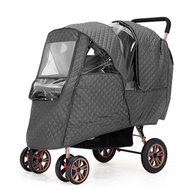 Double Stroller Winter Rain Cover,Winter Cover for Double Tandem Stroller,Big Size Universal Rain and Wind Cover (Grey)