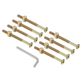 PATIKIL M6 x 80mm Bunk Bed Bolts, 8 Pack Hex Drive Socket Cap Barrel Screws Bolt Nuts Assortment Kit with 1Pcs Wrench for Furniture Bed, Zinc Color