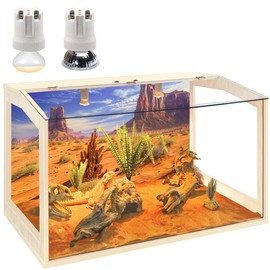 Prolee Bearded Dragon Tank, Reptile Enclosure, Snake Tank, Reptile Terrarium, Built-in Light Fixtures with Switch, (23 Gallon, 24" Long, Clear Acrylic Roof)