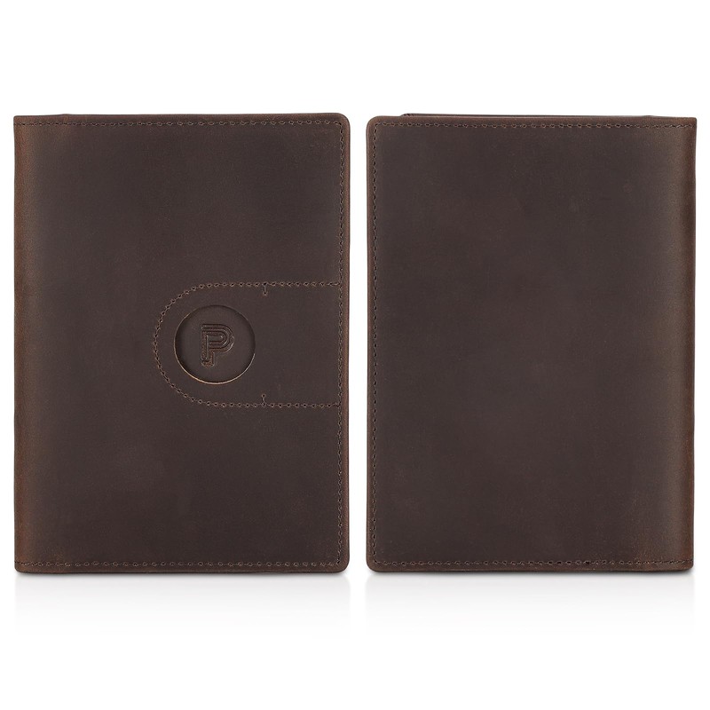 Polare Slim RFID Blocking Leather Passport Holder Travel Bifold Wallet