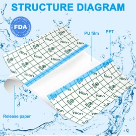 Hion (F.D.A Approved) Tattoo Aftercare Waterproof Bandage Transparent Film Dressing50 Pre-Cut Sheets 10 x 4Inch Tattoo Cover Up Tape Second Skin Adhesive Bandage Wound Cover for Swimming Shower Shield
