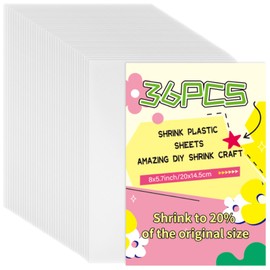 36 Pieces Shrink Plastic Sheets, Shrink Art Paper Shrinky Films Sheets Frosted for DIY Keychain Making Kids Creative Craft, Jewelry, Earrings, Necklace, Ornaments (8 in x 5.7 in)