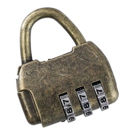 HMF Vintage Decorative Combination Padlock | 3-Digit | 4.3 x 3.5 x 1.2 cm | Gold