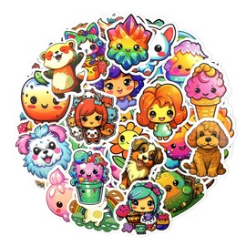 allydrew Waterproof Vinyl Stickers for Water Bottles, Laptop, Phones, Skateboards, Decals for Teens, 100pcs, Cute Characters