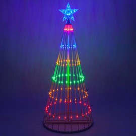 Wintergreen Lighting 4' Multicolor 14-Function LED Light Show Cone Christmas Tree Christmas Yard Decoration