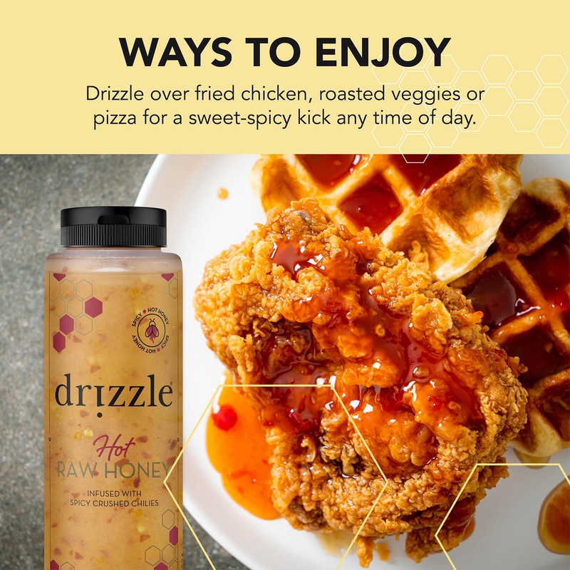 Drizzle Hot Honey - All Natural Raw Spicy Honey Sauce,