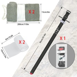 AQTAQ Taktisches Tourniquet, 6-Zoll-Israelische Bandage, elastische Bandage, 12 m dünne Gaze, Erste-Hilfe-Verfahren zur Kontrolle des Blutverlusts, Notfall-Bandage-Tourniquet für Outdoor-Aktivitäten