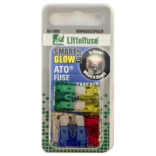 Littelfuse 00940202ZPGLO Big ATO Blade Smart Glow Blade Style Assorted Fuse - 5 Piece