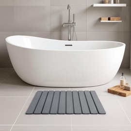 THMINS Roll Out Stone Bath Mat, Foldable Diatomaceous Earth Bath Mat 24x16 inch, Super Absorbent, Quick-Drying, Non-Slip, Space-Saving, Easy to Clean for Bathroom/Kitchen