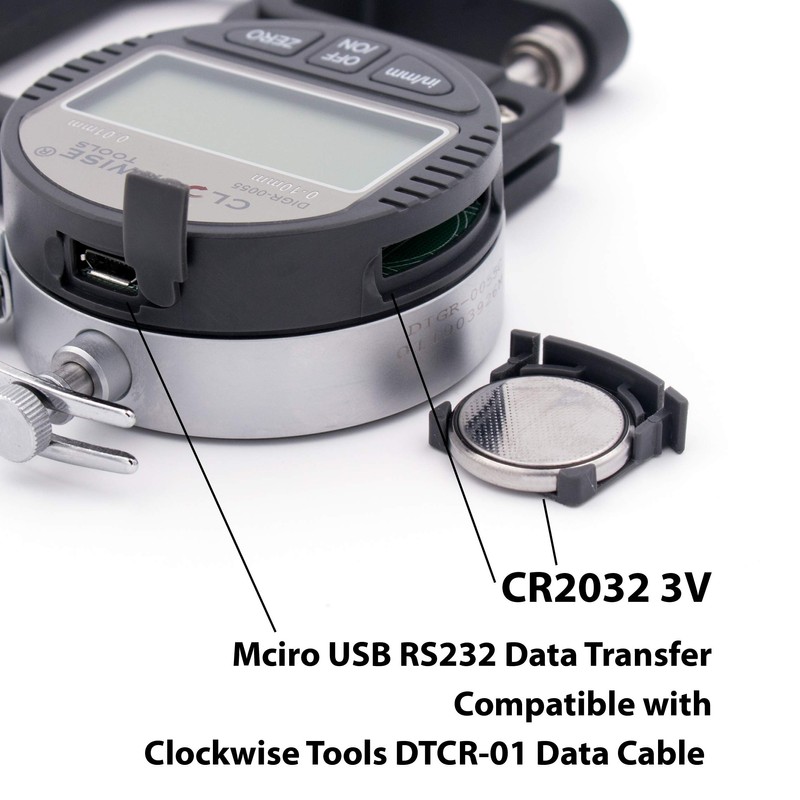 Clockwise Tools Digital Thickness Gauge, DTNR-0055 0-0.4 inch/10mm, 0.00005"/0.001mm Resolution