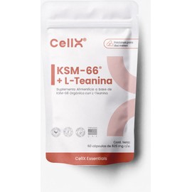 CellX KSM-66 con L-Teanina y BioPerine, 60 Cápsulas | 300 mg KSM-66 por Porción, 200 mg L-Teanina por Porción, 5 mg BioPerine por Porción, Suplemento 