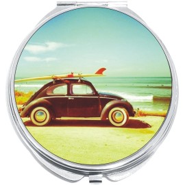 NewCharms VW Bug Surf Beach Compact with Mirrors - Perfect for your Pocket or Purse