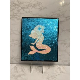 Unbranded Mermaid Crossing wall hanging with sequin  Reversible Little Girls Room 14x12