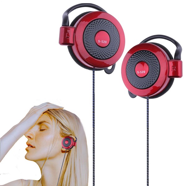 Wired Clip Headphones - 3.5mm Plug Over Ear Stereo Headphones,Running