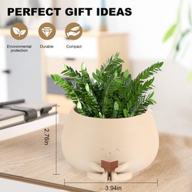 Bookworm Planter Pot Reading Book Succulent Pot Cute Home Office Plant Pot Decor for Book and Plant Lover Gifts (XS)