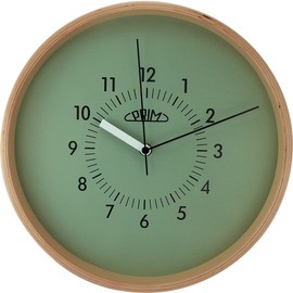 PRIM Organic Retrospect-B Wall Clock without Ticking Noises Made of Wood, Green | Design Wall Clock Silent That Does Not Disturb | Beautiful Wooden Wall Decoration for Any Room