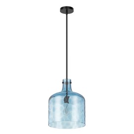 Aiwen Modern 1-Light Kitchen Island Pendant Lights Fixture 11.8 inch Aquamarine Glass Pendant Lighting with Bell Shade Farmhouse Adjustable Hanging Light for Dining Room Sink Restaurant E26